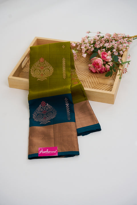Mehandi & Green Kanjivaram Saree