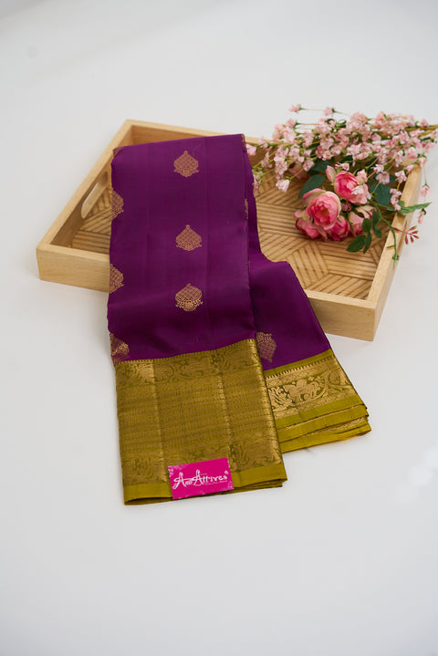 Purple & Mehandi Kanjivaram Saree