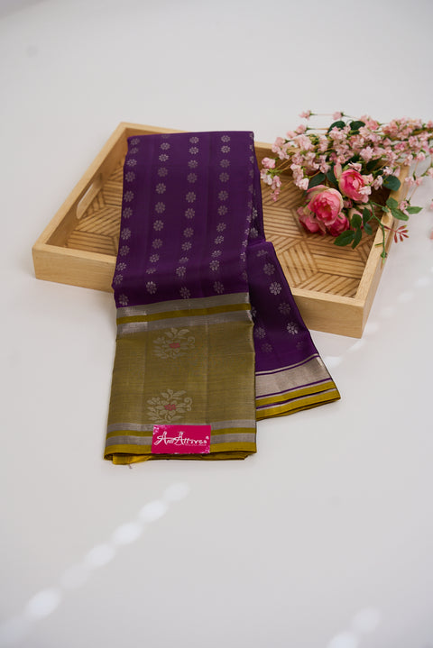 Purple & Lime  Kanjivaram Saree