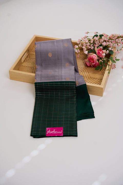 Grey & Green Kanjivaram Saree