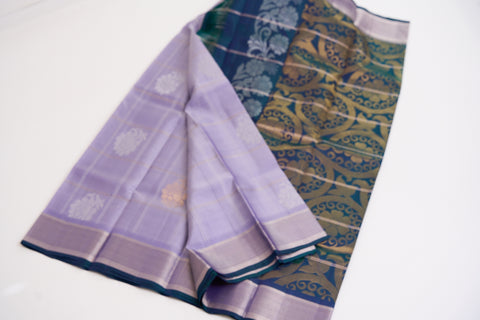 Greyish Blue Kanjivaram Saree