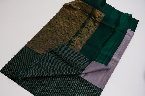 Grey & Green Kanjivaram Saree