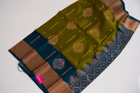 Mehandi & Green Kanjivaram Saree