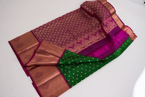 Green & Purple Kanjivaram Saree