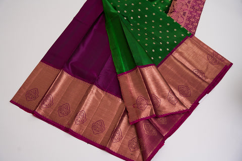 Green & Purple Kanjivaram Saree