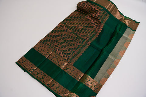 Greenish Grey & Green Kanjivaram Saree