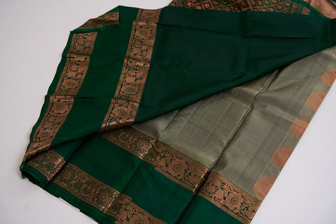 Greenish Grey & Green Kanjivaram Saree