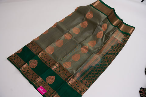 Greenish Grey & Green Kanjivaram Saree