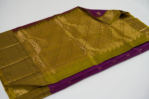 Purple & Mehandi Kanjivaram Saree