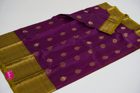 Purple & Mehandi Kanjivaram Saree