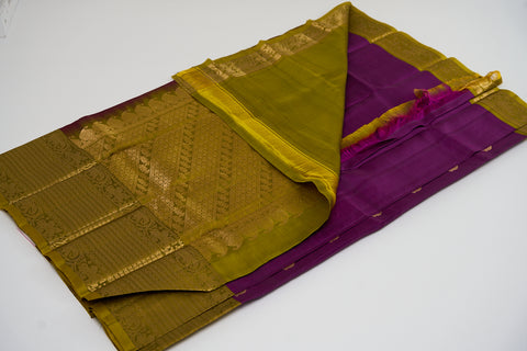 Purple & Mehandi Kanjivaram Saree