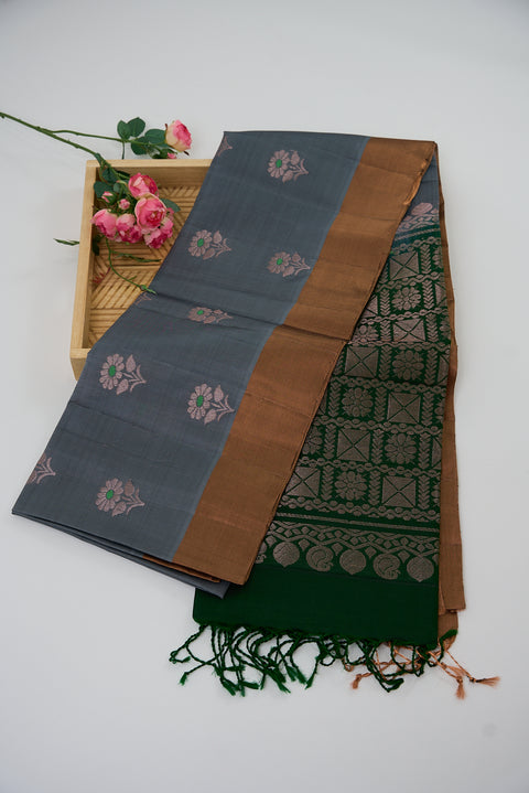 Grey & Green Kanjivaram Saree