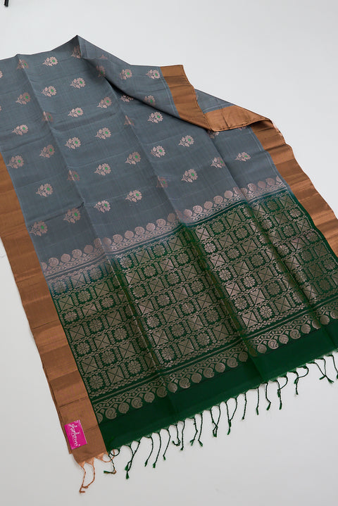 Grey & Green Kanjivaram Saree