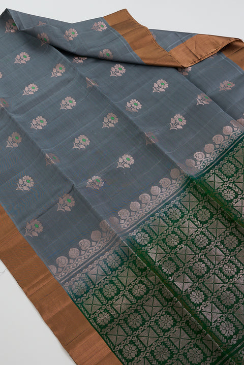 Grey & Green Kanjivaram Saree