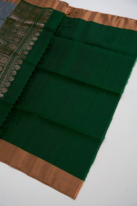 Grey & Green Kanjivaram Saree