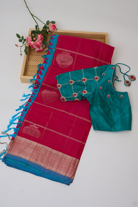 Pink & Blue Kanjivaram Saree