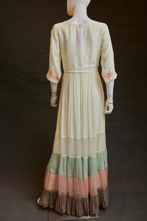 Cream Color Tiered Long Kurta