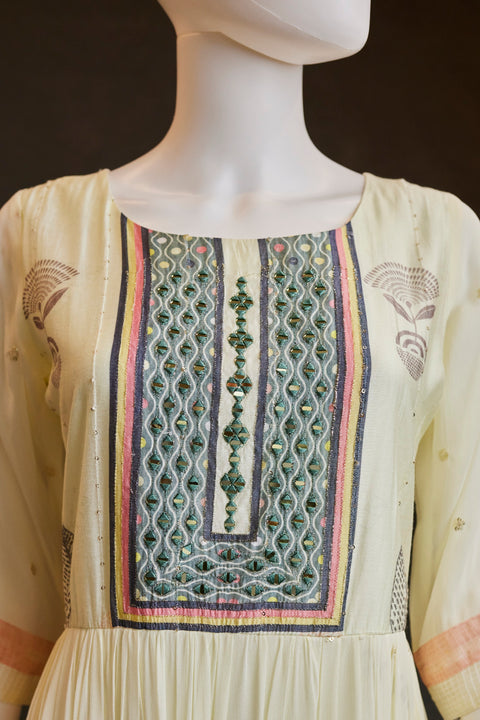 Cream Color Tiered Long Kurta