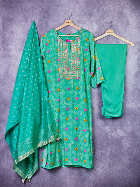 Green Kurta, Pants and Dupatta set