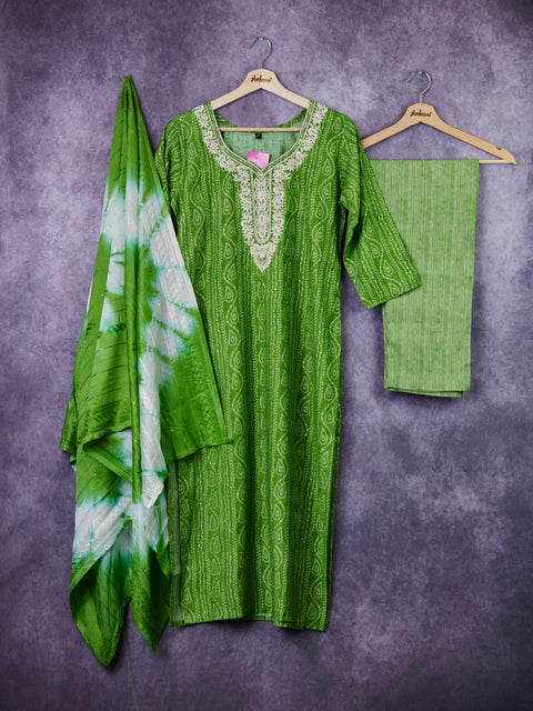 Green Kurta, Pants and Dupatta set