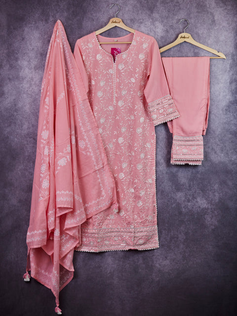 Pink Kurta, Pants & Dupatta set