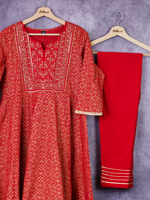 Red Anarkali Kurta Set
