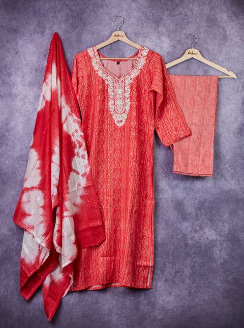 Pink Kurta, Pants and Dupatta set