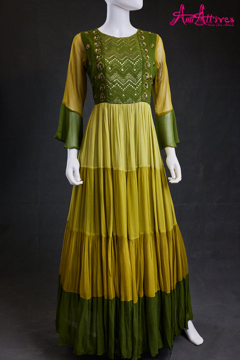 Green Georgette Long Kurti