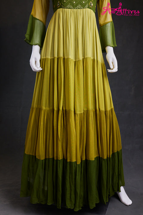 Green Georgette Long Kurti