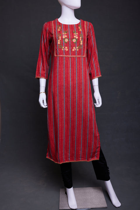 Red Straight Cut Kurta