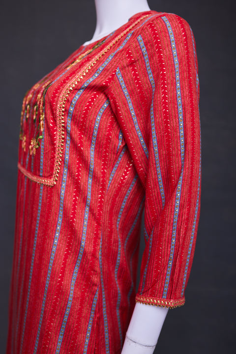 Red Straight Cut Kurta