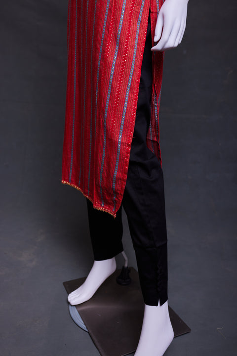 Red Straight Cut Kurta
