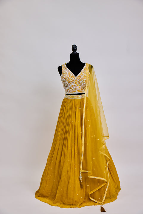 Yellow and White Lehenga