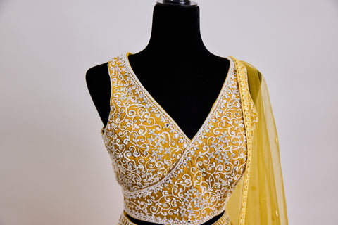 Yellow and White Lehenga