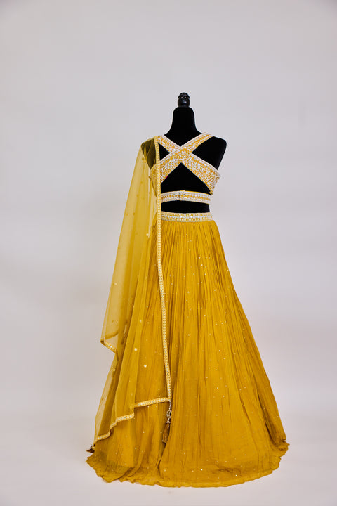 Yellow and White Lehenga