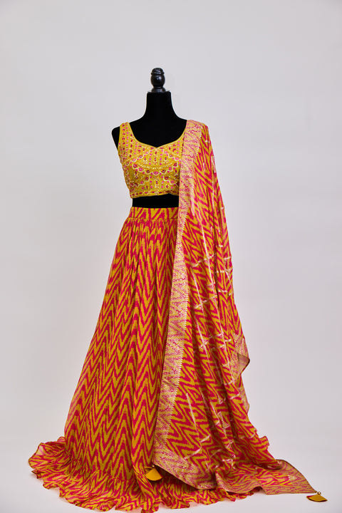 Yellow and Pink Lehenga