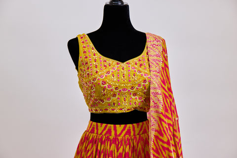Yellow and Pink Lehenga