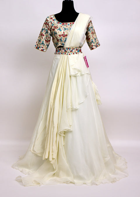 White Chiffon Lehenga