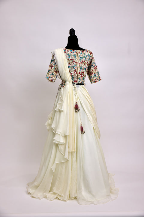 White Chiffon Lehenga