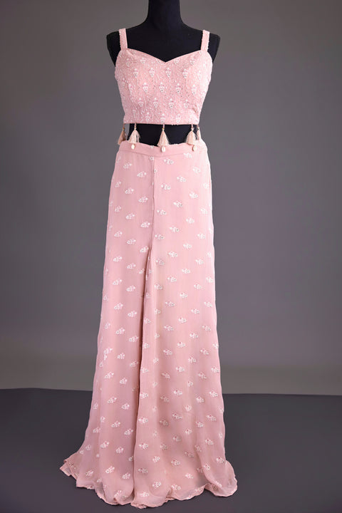 Peach Sharara with shrug set