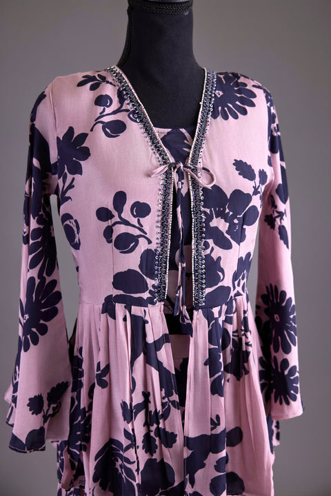 Pink and Black Sharara