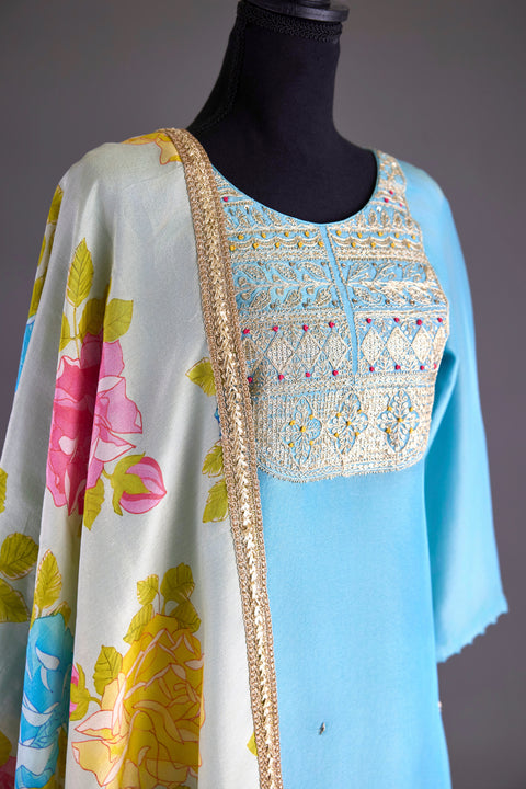 Light Blue Tissue Suit set