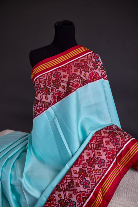 Sky Blue and Maroon Patan Patola Saree
