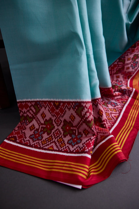 Sky Blue and Maroon Patan Patola Saree