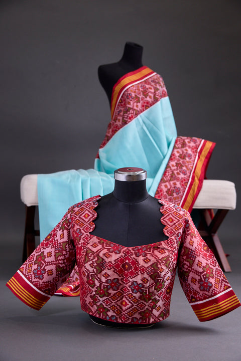 Sky Blue and Maroon Patan Patola Saree