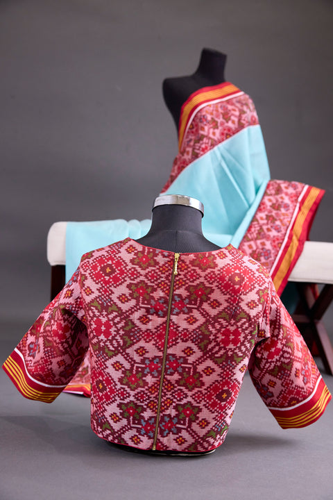 Sky Blue and Maroon Patan Patola Saree