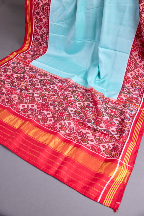 Sky Blue and Maroon Patan Patola Saree