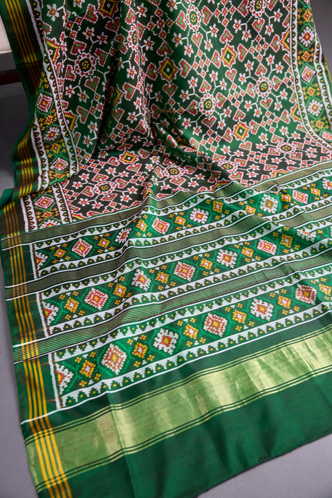 Bottle Green Patan Patola Saree