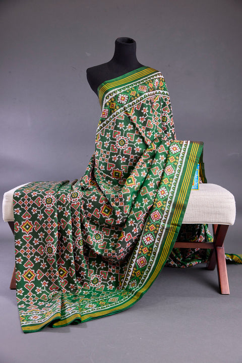 Bottle Green Patan Patola Saree