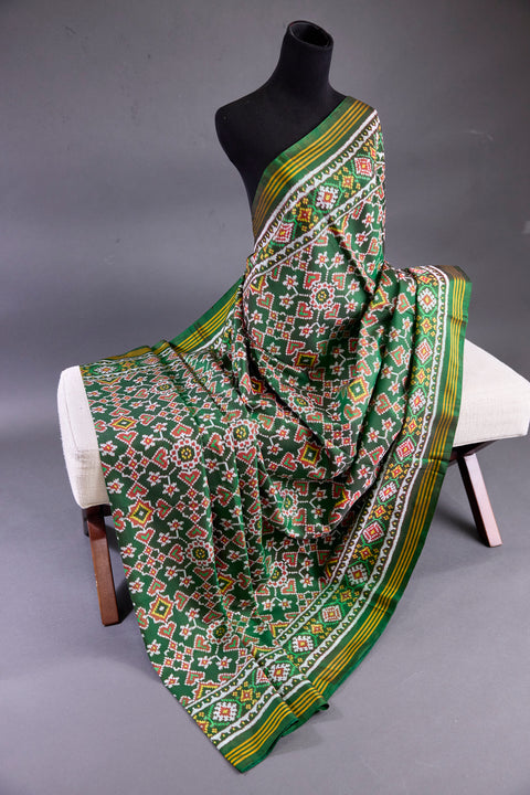 Bottle Green Patan Patola Saree